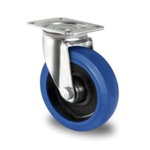 Blue caster wheel with swivel mounting