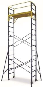 Scaffolding with yellow working platform