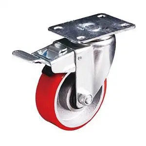 Cast Iron Red Polyurethane Casters
