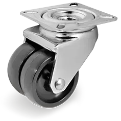 Twin Wheel Black Nylon Casters