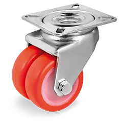 Twin Wheel Orange Polyurethane Casters